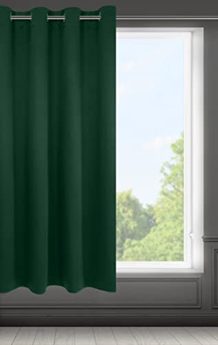 Eurofirany LOGAN Vorhang Blickdicht, Blackout, Satin Verdunkelungsvorhang mit Ösen -1 Stk. Ösenvorhang, Elegant, Glatt, Einfarbig, Wohnzimmer, Schlafzimmer, 140x175 cm, Dunkelgrün