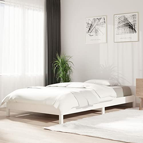 Susany Stapelbett Bettgestell Holzbett Futonbett Massivholz Bett Bettrahmen Lattenrost Massivholz Kiefer Weiß 100x200 cm