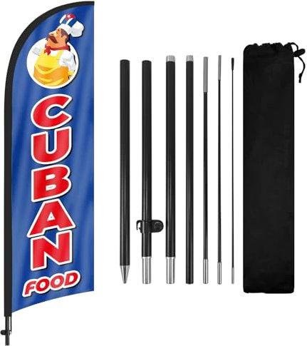 FSFLAG bandera y asta kit, Cuba bandera comercial de alimentos, 7ft bandera de plumas con asta de bandera