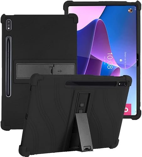 YHFZR Custodia per Lenovo Tab P12 / Tab Pad PRO 12,7 2023, Ultra Leggero Protettiva Cover in Silicone con Supporto per Bambini per Lenovo Tab P12 / Lenovo Tab Pad PRO 12,7 Pollici TB371FC, Nero