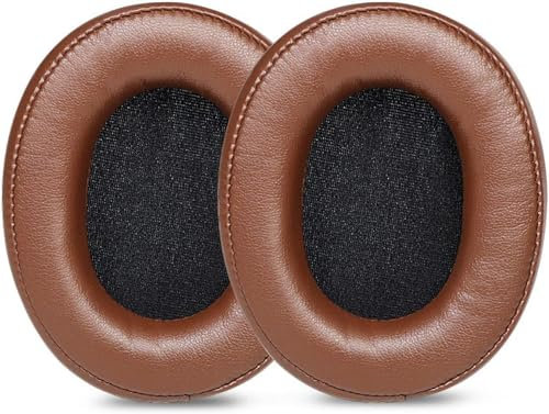 MinHutYa SR50BT Earpads Replacement Protein Leather Ear Pads Cushions Cover Repair Parts Compatible with Audio-Technica ATH-SR50BT Wireless Over-Ear Headphones (Brown)