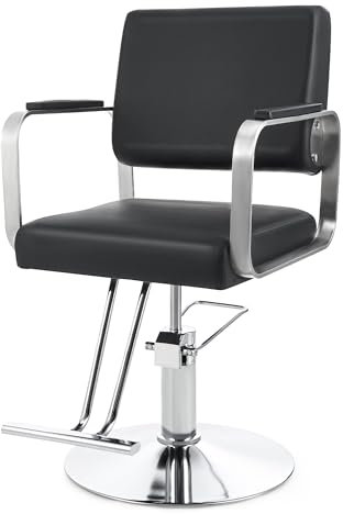 CO-Z Friseurstuhl Schwarz 250kg Friseursessel 360° Drehbar Frisörstuhl Barberstuhl Höhenverstellbarer Barbersessel Hydraulischer Bedienungsstuhl Friseurbedarf Friseureinrichtung