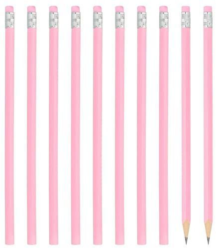 PATIKIL Runde Bleistifte, 24er Pack HB Graphit-Bleistifte mit Radiergummi, Holz-Bleistifte, niedliche Stifte für Klassenzimmer, Lehrerbedarf, Pink