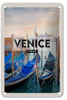 FEMER Blechschild Reise 12x18cm Venice Venedig Boote Meer