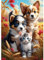 QENSPE Katze Hunde Diamant Painting Bilder Kinder,5D Katze Diamond Painting Set für Erwachsene,DIY Diamant Kunst Strass Bilder Kits,Runde Steine Diamant Painting Zuhause Dekor 30x40cm