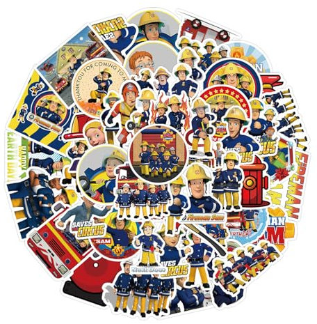 Fireman Aufkleber, 2 X 50 Stück Cartoon Feuerwehrmann Sticker Set, Wasserdichte Vinyl Fireman Aufkleber für Laptop, Skateboard, Water Bottle, Gepäck, für Teens Kinder Erwachsene