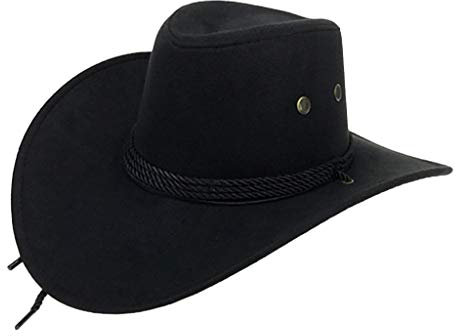 Generisch Cowboyhut für Herren und Damen, Westernmütze, breiter Sonnenhut, Winter, Hot Fedora, Schwarz , Einheitsgröße