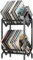 KEYSAFER Vinyl Record Storage Holder CD Rack 12 inches Album Holder Metal CD Display Stand Holds up to 160-200 LP, Book and Record Album Storage and Organizer,Easy to Assemble (Double)