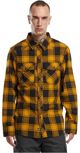 Brandit Check Shirt Long Sleeve, Farbe: black-yell, Größe: M