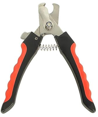 PETWERK® Krallenschere für Hund und Katze| Krallenstutzen| Krallenpflege| Edelstahl Krallenschere| Krallenknipser (Schwarz/Rot)