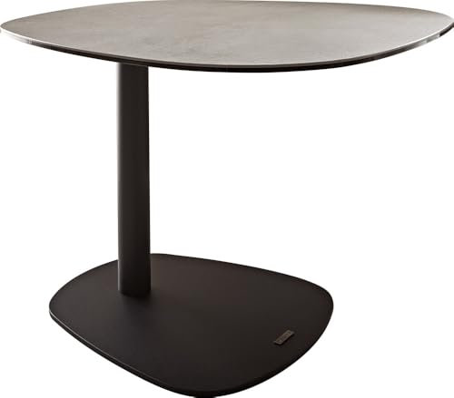 DELIFE Beistelltisch Elenya Keramik Aspetto Concreto Betonfarbig 60x60 cm Gestell Metall Schwarz