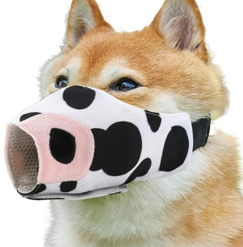 Zubehors Maulkorb für kleine Hunde, Maulkorb für große Hunde - Niedliche Mundbedeckung aus mit Kuh-Aufdruck für Hunde | Verstellbare Schnalle, komfortable Schutzhülle, Mundschutz mit