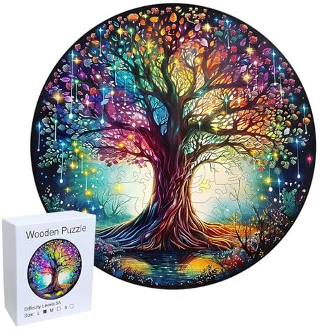 Mocrop 28x28 cm Holzpuzzle Erwachsene Mit Geschenkbox Baum des Lebens Wooden Puzzle 200 Teile Aus Holz Holzpuzzle für Kinder ab 12 Jahren und Erwachsene
