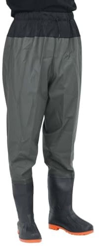 vidaXL Wader da Pesca alla Vita con Stivali Verde Scuro Taglia 41, Stivali per la Pesca, Wader da Pesca con Stivali, Stivali Alti Fino alla Vita