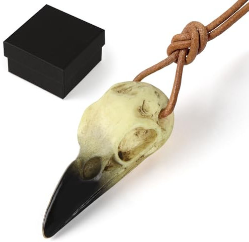 Halloween-Rabenschädel, Gothic-Krähen-Dekor-Statue, Tierschädel, künstliche Knochen-Krähen-Dekoration, Raben-Kostüme, Cosplay, Vogel-Skelett, Wikinger-Halskette, Kopfschmuck, Hexen-Geschenk für