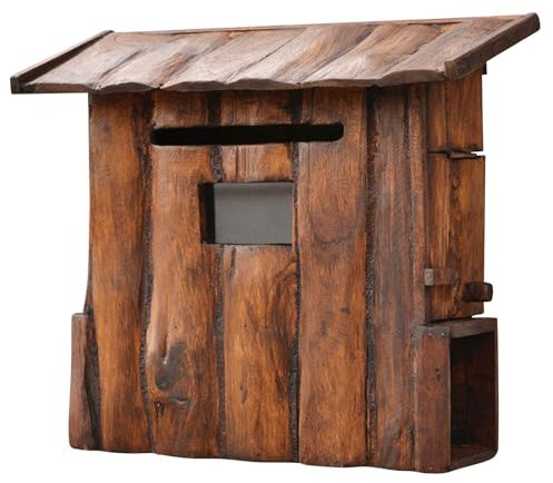 WANGJIANPENGPL Cassette Postali da Parete Legno, Cassetta Posta da Cabina Vintage, Cassetta Postale da Esterno Sospesa, Grande Cassetta per Suggerimenti 38 x 17 x 35 cm