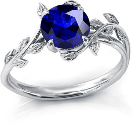 925 Sterling Silber Runden Saphir Ring für Damen, Weihnachten Ringe Verlobungsring Hochzeitsring für Mutter Frauen