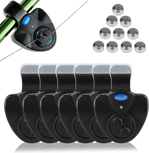 Coolnice 6Pcs Empfindsame Angel Bissanzeiger Elektronisch mit LED-Leuchtanzeiger Swinger Vibration auf der Rute Angelsummer Ausrüstung von Fischer Fischerei Gerät