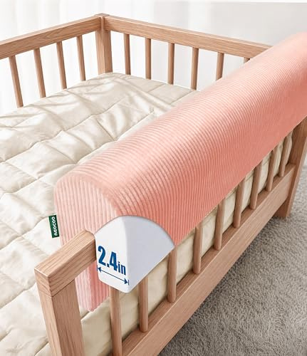 AEOCOO Tour de lit pour tout-petits, taille 0,9 m, protection de pare-chocs pour lits mezzanines et lits superposés, rallonge de hauteur de rail de lit, anti-choc, rose
