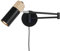 Alpinaluz Schwarze Wandleuchte mit Naturholz, ausziehbarer Arm und E27-Strahler, um 360 Grad drehbar, Kabel mit Stecker und Schalter, modernes nordisches Design
