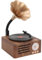 Altoparlante vintage, altoparlante Bluetooth portatile con design a giradischi, finitura in legno e tromba in rame, funzione radio FM, per l'arredamento della casa