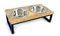Foodbar aus Mangoholz - Futterstation mit Zwei Edelstahlnäpfen für Hunde und Katzen - Zwei Verschiedene Größen (Small 33x17,5x10,5cm)