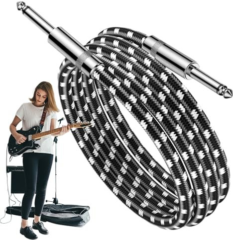 Liqzirtu Cavo per chitarra elettrica, cavo audio strumento, 3 metri, fili schermati per tastiera e strumenti musicali