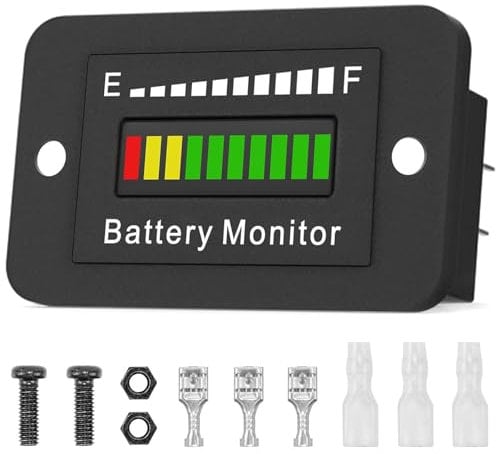 1 Piece Battery Monitor Meter, 12V 24V 36V 48V 60V 72V LED Gauge Battery, Easy to Use Voltage Indicator, Batteries Capacity Measuring Tool for Motorhome, Golf Cart, Motorcycle, Electric Cars,Forklifts