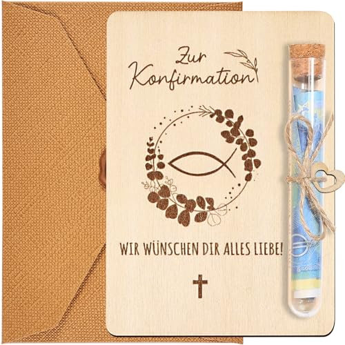 Joycabin Konfirmation Geschenk, Geldgeschenk Konfirmation Verpackung aus Holz, Lustige Konfirmation Geldgeschenke Verpackung Mit Reagenzgläsern und Bindfaden für Mädchen Jungen