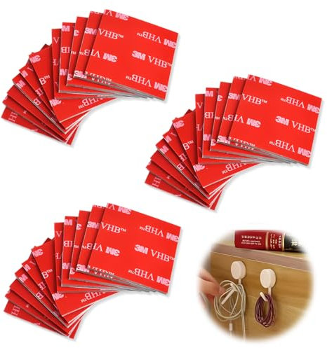GGUFAY 20 unidades Doble cara extra fuerte, 3M VHB Pastillas adhesivas de doble cara, 3 m, impermeables, para el hogar, oficina, cuadrado, 30 mm x 30 mm