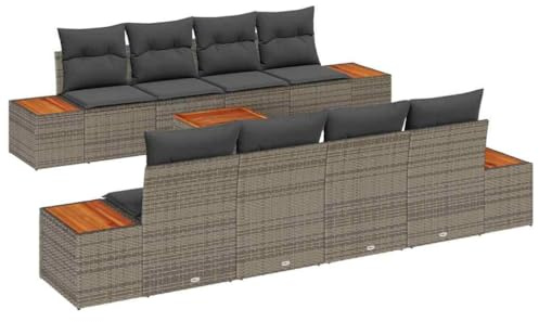 vidaXL Garten-Sofa-Set 9 STK. Grau Poly Rattan