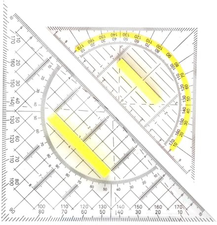 2 Stück Geodreieck Set mit Griff, 20 cm und 14 cm, Abnehmbarer Griff, Geometriedreieck kombiniert Längen und Winkelmessung, Ideal zum Zeichnen, Kartografieren und Modellieren, Flexibel Geo Dreieck