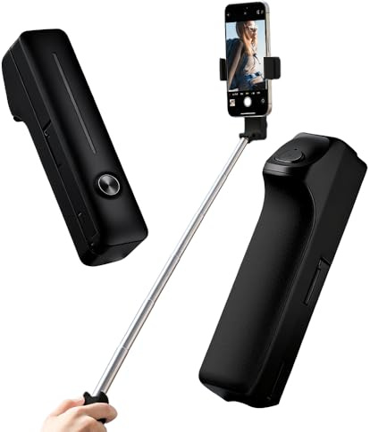 Dhqkqg Ultra-Mini-Selfie-Stick,12-67CM Taschenformat Erweiterbares Tragbarer Selfie-Sticks,Kompakter Handy Selfies Sticks mit Drahtloser Funktion,für Smartphone Reisen/Vlog/Live Streaming (Schwarz)