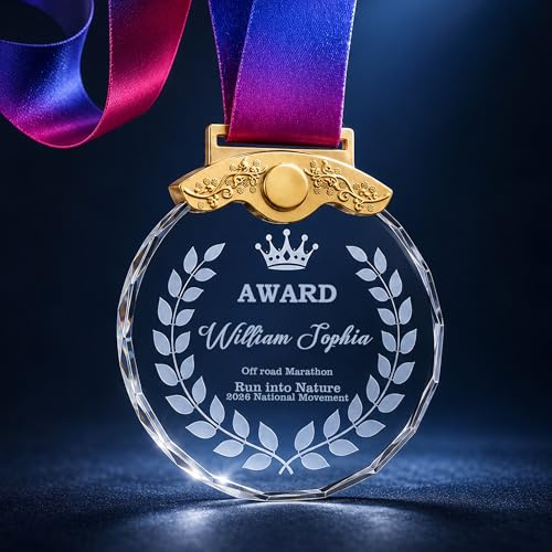 AGEUIRPOD Medaille mit Gravur Wunschtext in Gold, Personalisierte Medaillen für Kinder in Geschenkbox, Individuelle Goldmedaille mit Wunschtext & Motiv Kinder & Erwachsene, Vereine & Turniere