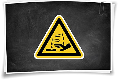 Medianlux Warnhinweis W023 Warnung vor ätzenden Stoffen Aufkleber Piktogramm Warnhinweis, 20cm - 1 Stück