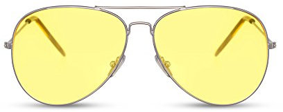 Cheapass Sonnenbrille Damen Frauen Brille Silber Gelb Getönt-e Linsen UV-400 Cat-2 Festival Brille