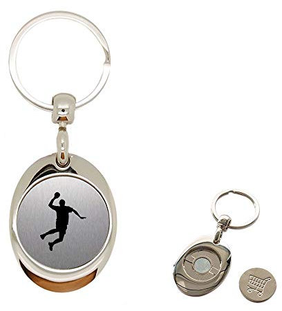 Mygoodprice Porte clé en Métal alu brossé avec jeton aimanté gravé Handball