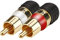 Hicon Screw & Play Cinch RCA Stecker Paar mit Zugentlastung 2pol lötfreie Montage Kodierring in weiß + rot - 2x HI-CM-SM