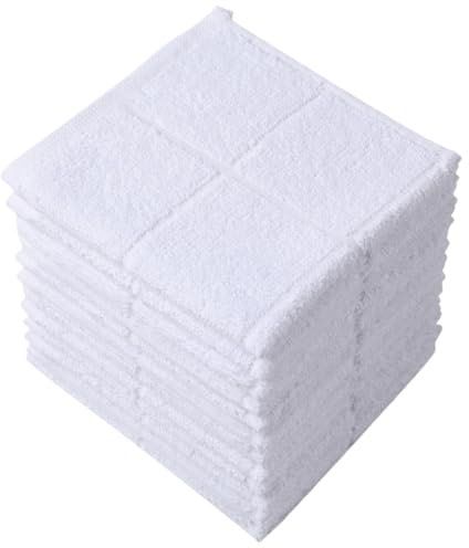 Glynniss Dishcloths Kitchen Highly Absorbent Dish Rags 100% Cotton Dish Cloths for Washing Dishes, Cleaning (30x30cm, 12 pcs, White)