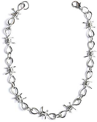 KESOCORAY Punk Gothic Dornen Metall Stacheldraht Kette Armband Silber Schmuck für Männer Frauen,