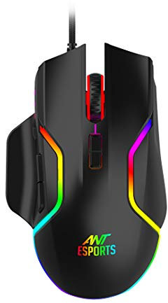 Ant Esports GM320 RGB Optical Wired Gaming Mouse | Ambidextrous Design | 8 Programmable Buttons | Adjustable dpi up to 12800 | RGB Lighting | Rapid-Fire Button