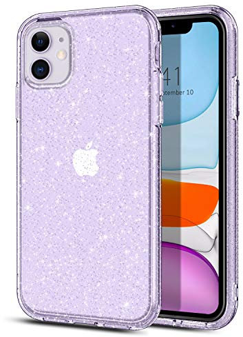 SouliGo Compatible with iPhone 11 Case Clear Glitter Bling Sparkly Shiny Sparkle Soft Flexible TPU Cover for Women Girls, Slim Fit Shockproof Phone Case, Transparent