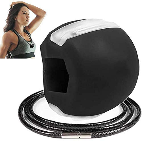 Jaw Trainer, Jawline Trainer, Doppelkinn-Übungsgerät, Gerät Zum Kräftigen Und Straffen des Kiefer- Und Halsbereichs - Schnelle Form, Definieren Sie Ihre Kieferlinie(Schwarz + Lanyard)…