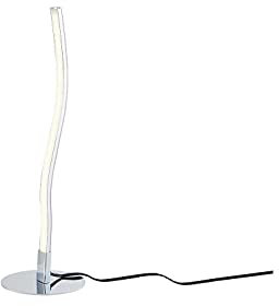 KHG | Moderne Tischlampe in Farbe Silber aus Kunststoff | Maße: 11,0cm x 35,0cm | LED-Tischleuchte mit einem zeitlosen Design | Energiesparsam | Bedingung über Kippschalter