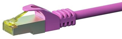 Danicom Câble CAT7 SFTP/PIMF Rose - 30m, POE, Ethernet, LAN, câble de raccordement, câble de données, RJ45 - pour armoire de serveur, commutateurs, routeurs, modems !