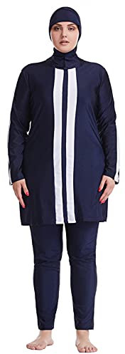 WOWDECOR Muslimische Badeanzüge für Frauen Plus Size, Vollständige Abdeckung Burkini Abnehmbarer Hijab