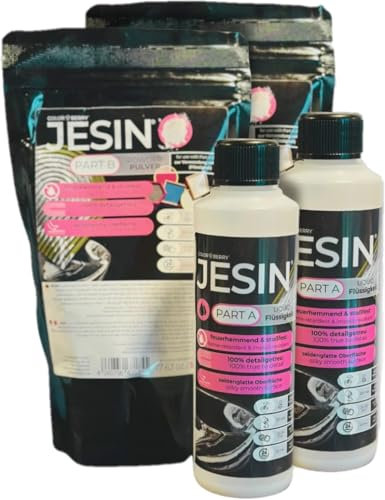 COLORBERRY JESIN 1,5kg Set - Gießpulver weiß Alternative aus 1kg Pulver & 0,5kg Gießmasse - Ersatz für Bastelbeton, Reliefgießpulver weiß, Resin Gießbeton - Für Schmuckherstellung, Kunstwerke Gießharz