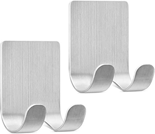 Hotype Rasierer Halter, Mehrzweck Selbstklebende Haken, Edelstahl Kleben Rasierer Haken Aufhängung, Handtuchhaken Kleiderhaken, Duschhaken für Rasierer, Badezimmer, Küche, Organizer, 2 Stücke