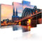 decomonkey Bilder Stadt 150x75 cm XXL 5 Teilig Leinwandbilder Bild auf Leinwand Wandbild Kunstdruck Wanddeko Wand Wohnzimmer Wanddekoration Deko City Architektur Brücke
