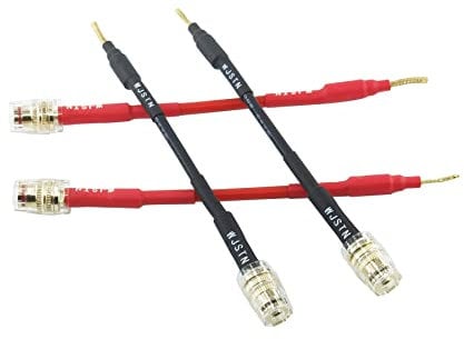 WJSTN Flex Pin Banana Plugs to 4mm Female Banana Jack/Braided Wire Speaker Banana Plugs Adapter Cable for Spring-Loaded Speaker Banana Jack Terminals (3in/4-Pack